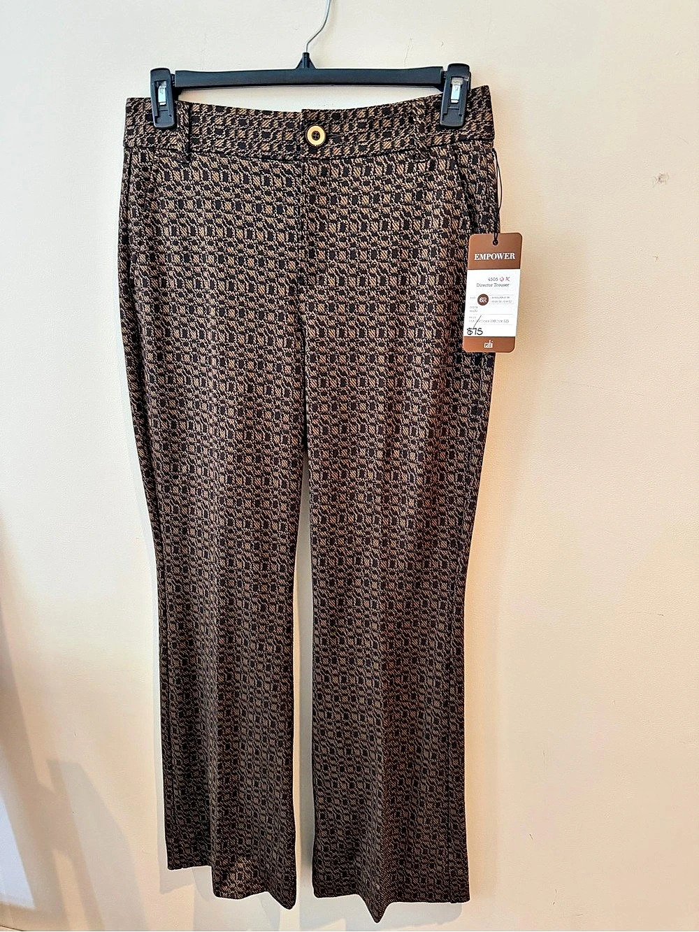 cabi Director Trouser Geometric Trousers in Brown & Black Size 6R NWT